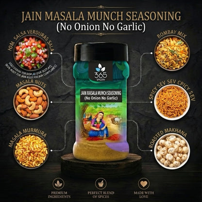 Jain Masala Munch Seasoning | Classic Indian Snack Mix | No Onion No Garlic | Jain-Friendly | 365 Spicery