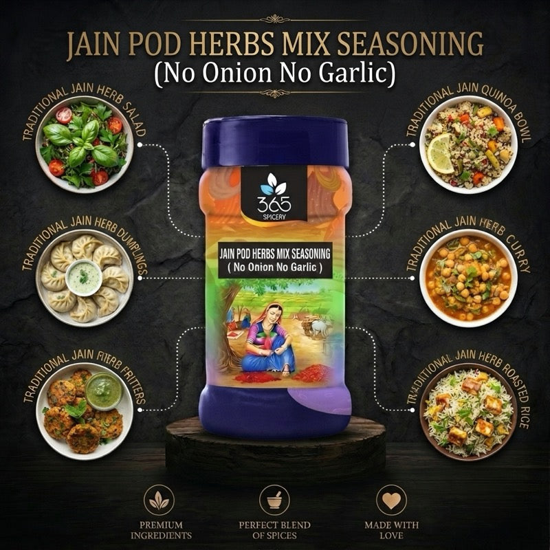 Jain Pod Herbs Mix | Aromatic Culinary Blend | No Onion No Garlic | No Artificial Colours | 365 Spicery