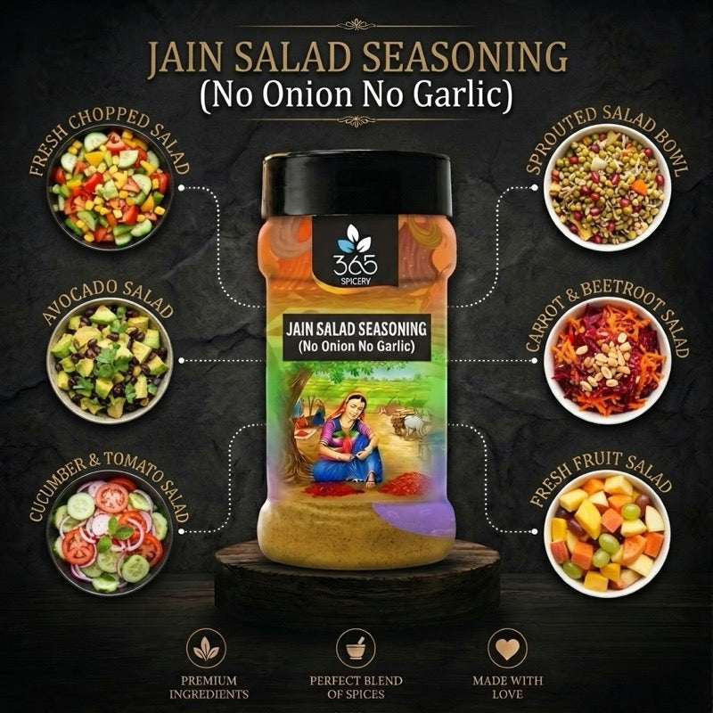 Jain Salad Seasoning | Fresh Herb & Spice Mix | No Onion No Garlic | Gluten-Free | Jain-Friendly | 365 Spicery