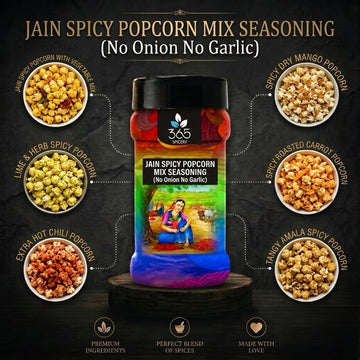 Jain Spicy Popcorn Mix | Fiery Street Food Flavour | No Onion No Garlic | No Artificial Colours | 365 Spicery