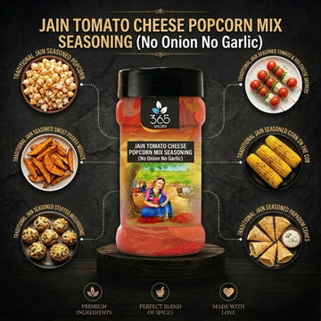 Jain Tomato Cheese Popcorn Mix | Tangy & Savoury | No Onion No Garlic | No MSG | Jain-Friendly | 365 Spicery
