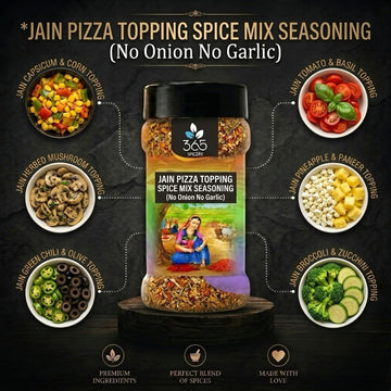 Jain Pizza Topping Spice Mix | Gourmet Herb Blend | No Onion No Garlic | Vegan | Jain-Friendly | 365 Spicery