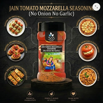 Jain Tomato Mozzarella Seasoning | Rich Savoury Blend | No Onion No Garlic | Jain-Friendly | 365 Spicery