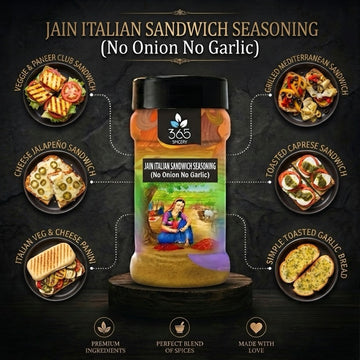 Jain Italian Sandwich Seasoning | Authentic Herb Blend | No Onion No Garlic | Vegan | Gluten-Free | 365 Spicery