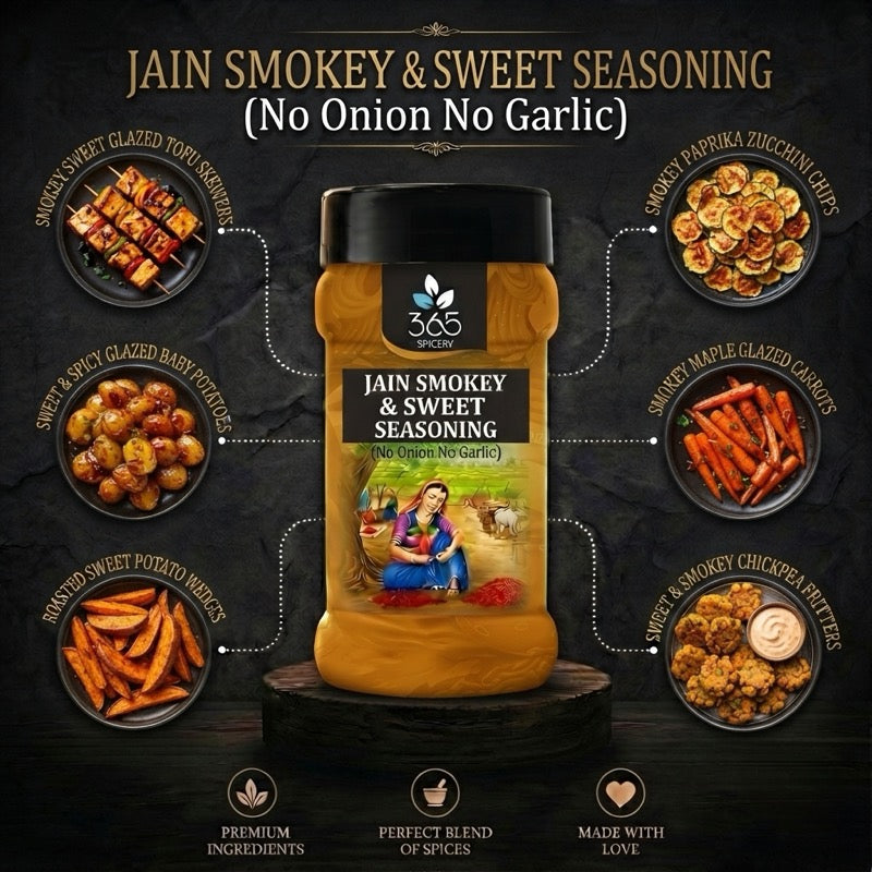Jain Smokey & Sweet Seasoning | No Onion No Garlic | Jain-Friendly | Gluten-Free | For Grills | 365 Spicery