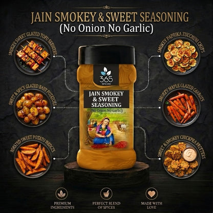 Jain Smokey & Sweet Seasoning | No Onion No Garlic | Jain-Friendly | Gluten-Free | For Grills | 365 Spicery