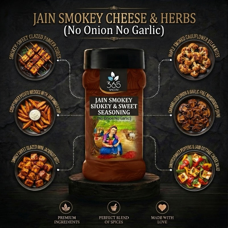 Jain Smokey Cheese N Herbs Seasonings | No Onion No Garlic | Jain-Friendly | No MSG | For Snacks | 365 Spicery