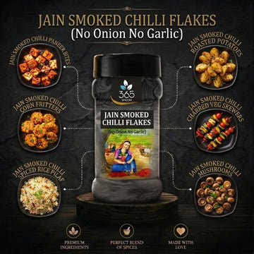 Jain Smoked Chilli Flakes | No Onion No Garlic | Jain-Friendly | Vegan | For Street Food & Grills | 365 Spicery