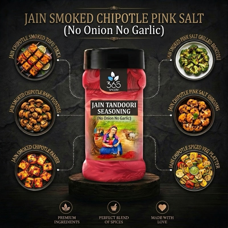 Jain Smoked Chipotle Pink Salt | No Onion No Garlic | Jain-Friendly | Gluten-Free | For Grills | 365 Spicery