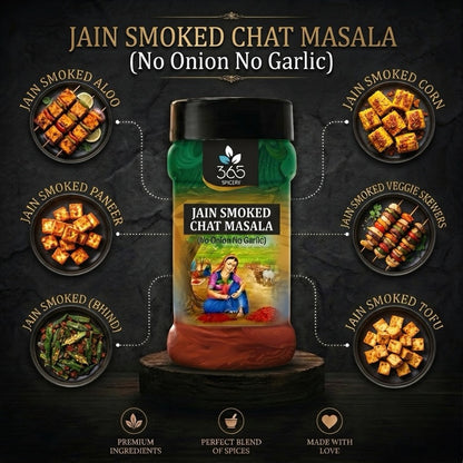 Jain Smoked Chat Masala | No Onion No Garlic | Jain-Friendly | Natural Ingredients | Street Food | 365 Spicery