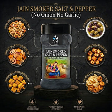 Jain Smoked Salt & Pepper | No Onion No Garlic | Jain-Friendly | Premium Quality | For Popcorn | 365 Spicery