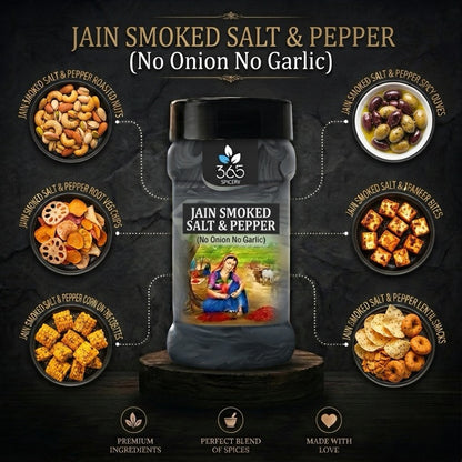 Jain Smoked Salt & Pepper | No Onion No Garlic | Jain-Friendly | Premium Quality | For Popcorn | 365 Spicery