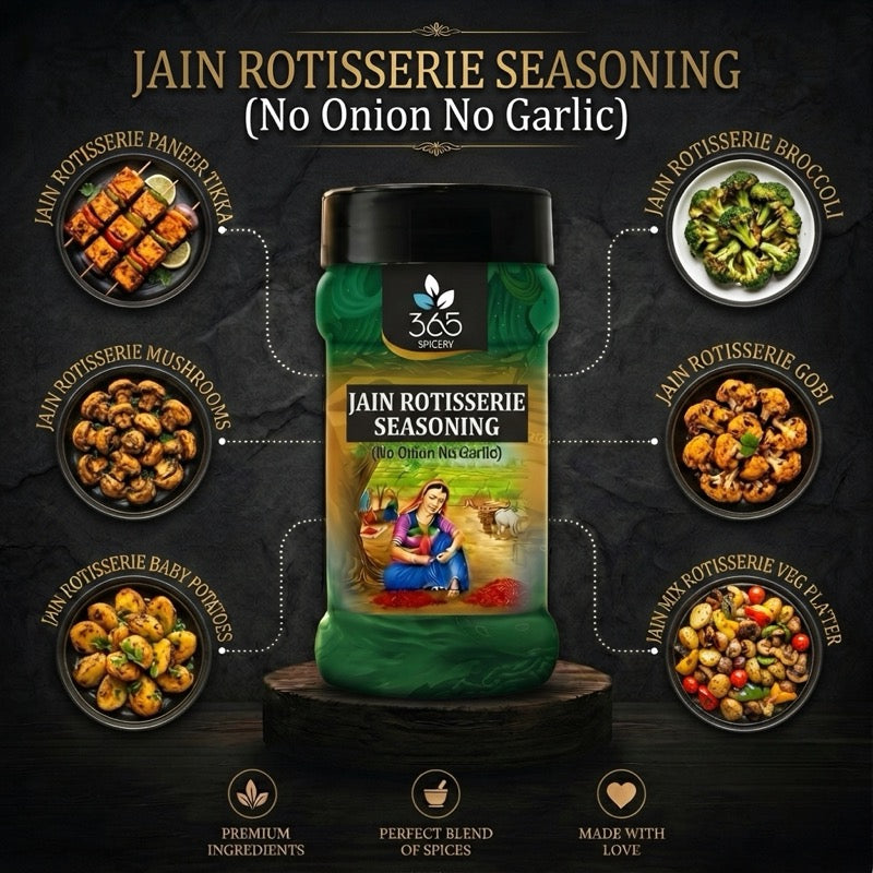 Jain Rotisserie Seasoning | No Onion No Garlic | Jain-Friendly | No Artificial Flavours | For Grills | 365 Spicery