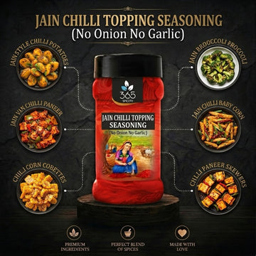 Jain Chilli Lime Seasoning | No Onion No Garlic | Tangy Snack Topping | No MSG | Vegan | 365 Spicery