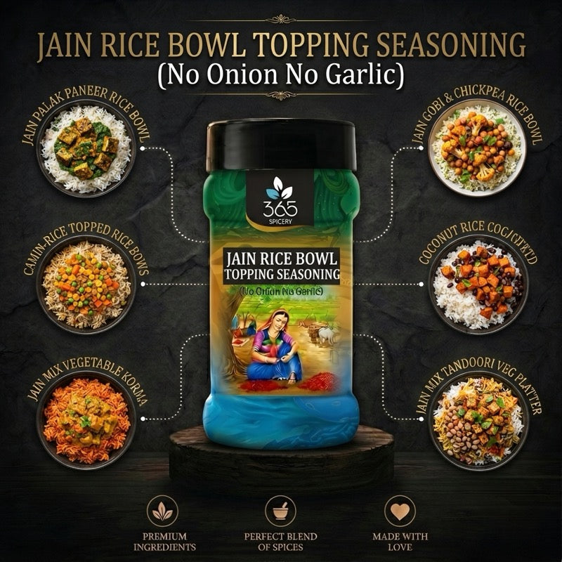Jain Rice Bowl Topping Seasoning | No Onion No Garlic | Jain-Friendly | Vegan | For Street Food | 365 Spicery