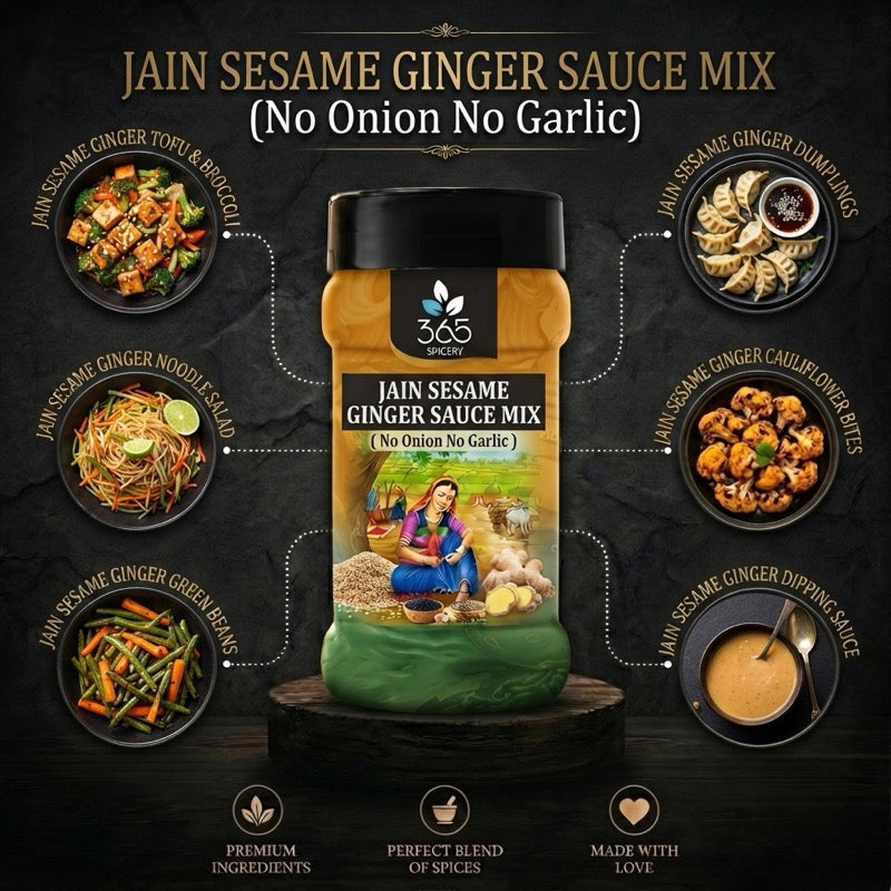 Jain Sesame Ginger Sauce Mix | No Onion No Garlic | Jain-Friendly | No Artificial Colours | Snacks | 365 Spicery