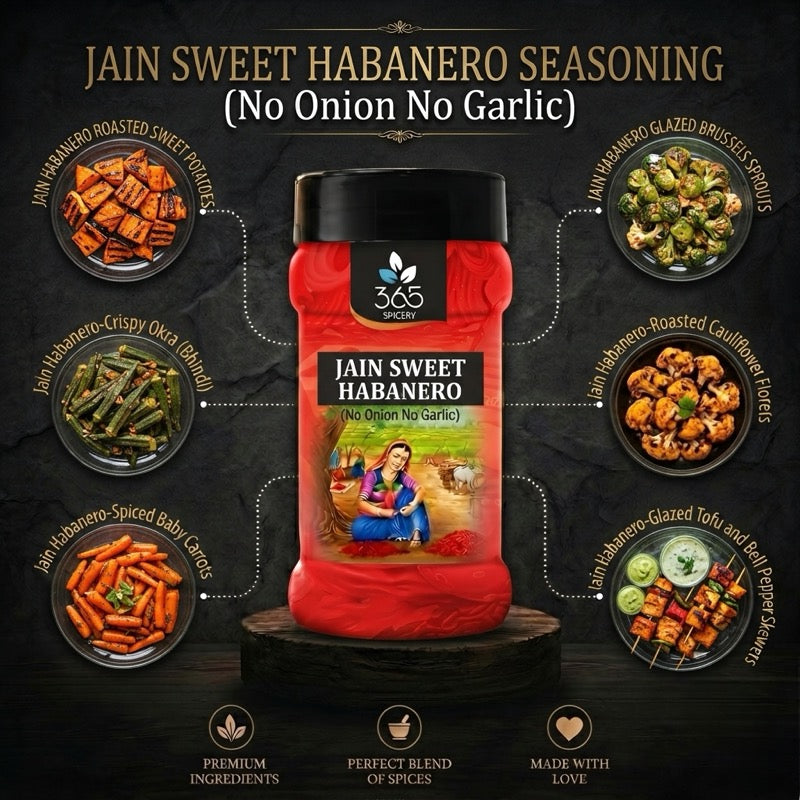 Jain Sweet Habanero | No Onion No Garlic | Jain-Friendly | Premium Quality | For Popcorn & Snacks | 365 Spicery