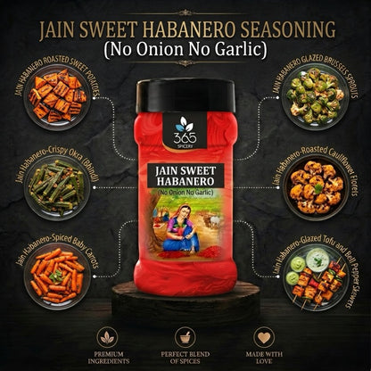 Jain Sweet Habanero | No Onion No Garlic | Jain-Friendly | Premium Quality | For Popcorn & Snacks | 365 Spicery