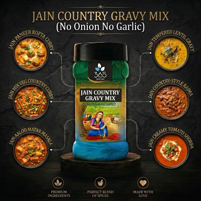 Jain Country Gravy Mix | No Onion No Garlic | Jain-Friendly | Natural Ingredients | Thick & Savoury | 365 Spicery