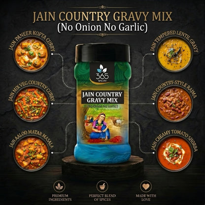 Jain Country Gravy Mix | No Onion No Garlic | Jain-Friendly | Natural Ingredients | Thick & Savoury | 365 Spicery