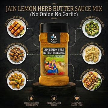 Jain Lemon Herb Butter Sauce Mix | No Onion No Garlic | Jain-Friendly | Gluten-Free | For Snacks | 365 Spicery