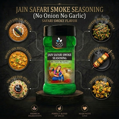 Jain Safari Smoke Seasoning | No Onion No Garlic | Jain-Friendly | No MSG | For Grills & Street Food | 365 Spicery