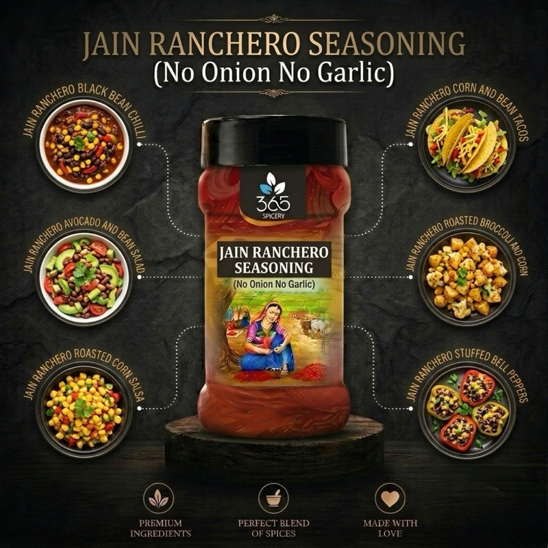 JAIN RANCHERO SEASONING | No Onion No Garlic | Jain-Friendly | Natural Ingredients | Tex-Mex Flavor | 365 Spicery