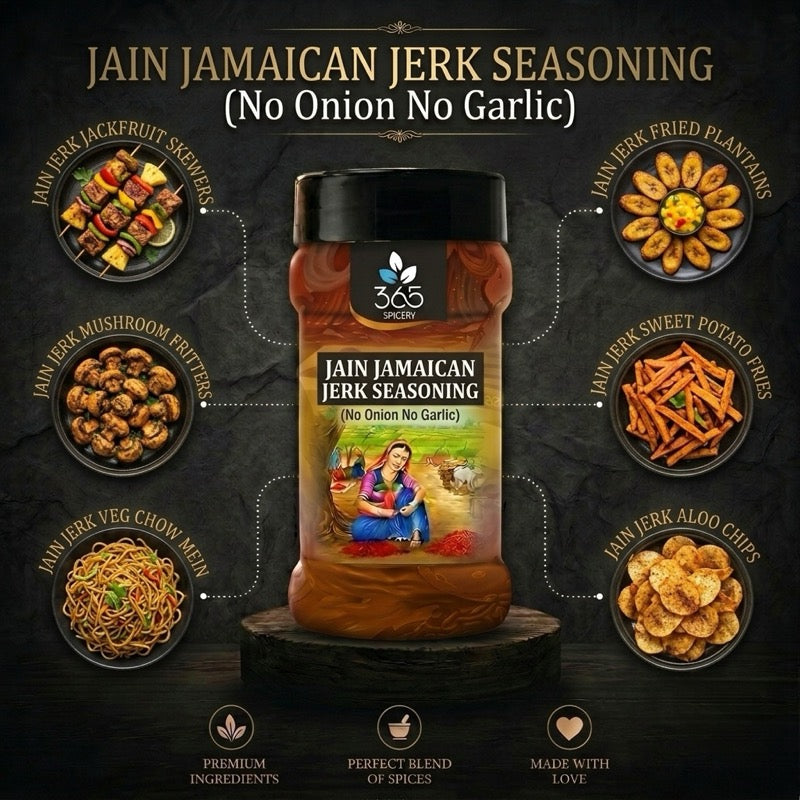 Jain Jamaican Jerk Seasoning | No Onion No Garlic | Jain-Friendly | No MSG | Bold Caribbean Flavors | 365 Spicery