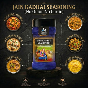 Jain Kadhai Seasoning | No Onion No Garlic | Jain-Friendly | Natural Ingredients | Authentic Indian | 365 Spicery