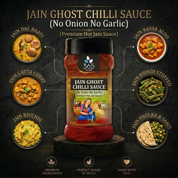 Jain Ghost Chilli Sauce | No Onion No Garlic | Jain-Friendly | Premium Quality | Extremely Spicy Heat | 365 Spicery