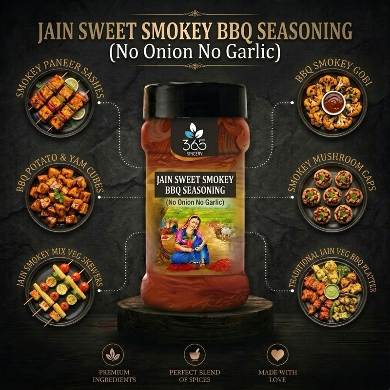Jain Sweet Smokey BBQ Seasoning | No Onion No Garlic | Jain-Friendly | Vegan | Perfect for Grilling | 365 Spicery