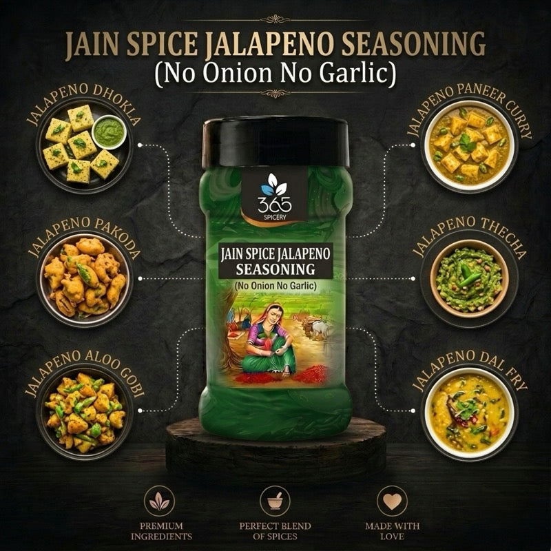 Jain Jalapeno Seasoning | No Onion No Garlic | Jain-Friendly | Spicy Fries & Popcorn | Vegan | 365 Spicery