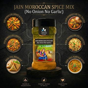 Jain Moroccan Spice Mix | No Onion No Garlic | Jain-Friendly | Premium Quality | Exotic Aromatic Blend | 365 Spicery