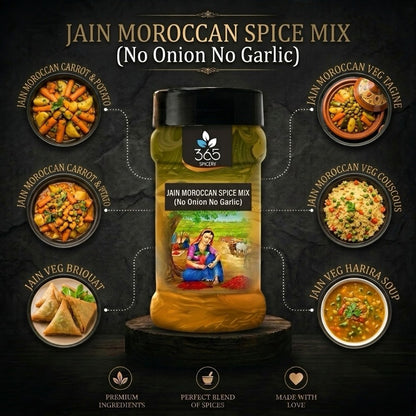 Jain Moroccan Spice Mix | No Onion No Garlic | Jain-Friendly | Premium Quality | Exotic Aromatic Blend | 365 Spicery
