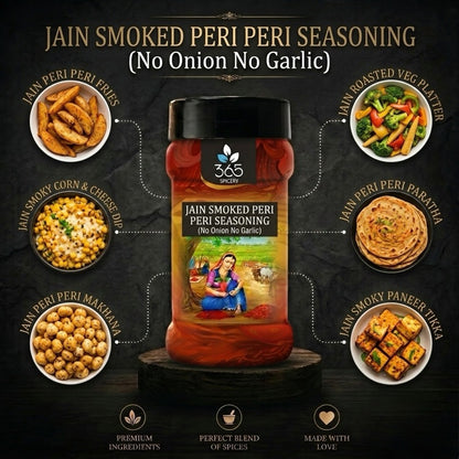 Jain Smoked Peri-peri Seasoning | No Onion No Garlic | Jain-Friendly | Gluten-Free | Bold Smoky Heat | 365 Spicery
