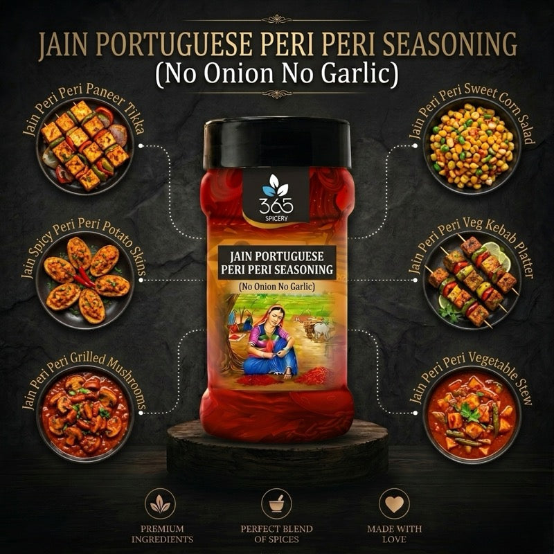 Jain Portuguese Peri Peri Seasoning | No Onion No Garlic | Jain-Friendly | Vegan | Spicy Snack Mix | 365 Spicery