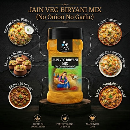 Jain Veg Biryani Mix | No Onion No Garlic | Jain-Friendly | Aromatic Rice Spice Blend | Pure | 365 Spicery