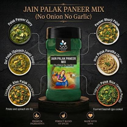 Jain Palak Paneer Mix | No Onion No Garlic | Jain-Friendly | Natural Ingredients | No MSG Added | 365 Spicery