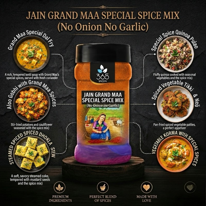 Jain Grand Maa Special Spice Mix | No Onion No Garlic | Jain-Friendly | Authentic Indian Taste | 365 Spicery