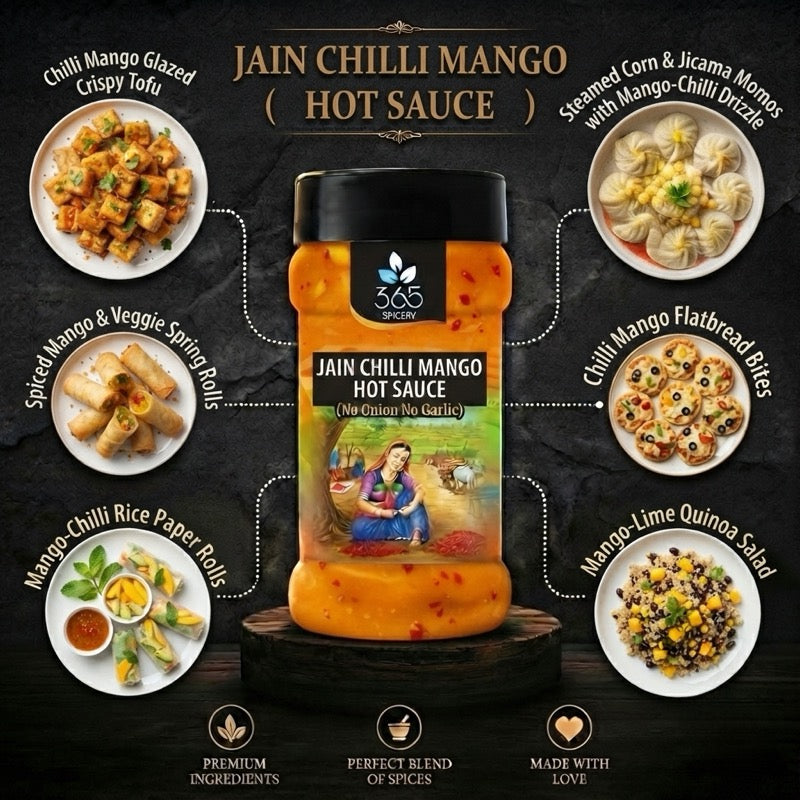 Chilli Mango Hot Sauce | No Onion No Garlic | Jain-Friendly | Sweet & Spicy | No Artificial Colours | 365 Spicery