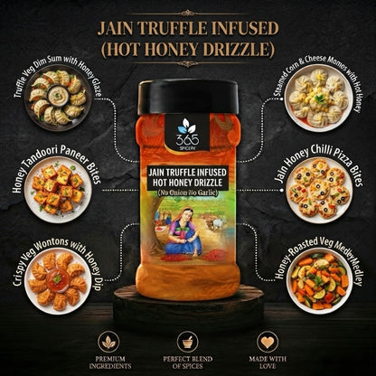 Truffle-Infused Hot Honey Drizzle Sauce Powder Mix | No Onion No Garlic | Jain-Friendly | Premium Quality | Vegan | 365 Spicery