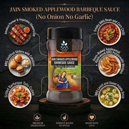 Smoked Applewood Barbeque Sauce Powder Mix | No Onion No Garlic | Jain-Friendly | Vegan | Natural Ingredients | 365 Spicery