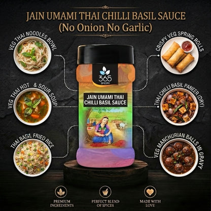 Umami Thai Chilli Basil Sauce | Jain-Friendly No Onion No Garlic | Premium Quality | 365 Spicery