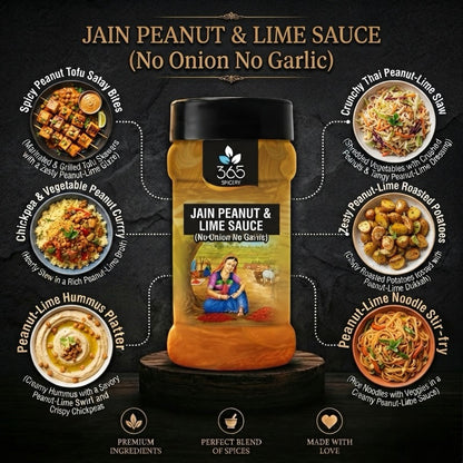 Peanut + Lime Sauce | Jain-Friendly No Onion No Garlic | Gluten-Free | Natural Ingredients | 365 Spicery