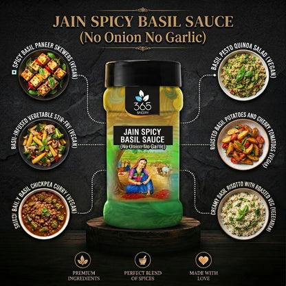 Spicy Basil Sauce | Jain-Friendly No Onion No Garlic | Vegan | No Artificial Colours | 365 Spicery