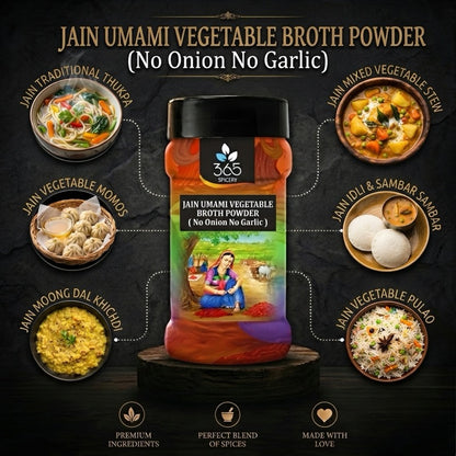 Umami Vegetable Broth powder | Deep Savoury Essence | Gluten-Free | Jain-Friendly | 365 Spicery