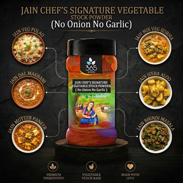 Jain Chef's Signature Vegetable Stock powder | No Onion No Garlic | Vegan | 365 Spicery