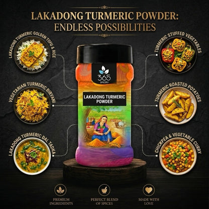 Lakadong Turmeric Powder | Potent Medicinal Spice | Natural Ingredients | Vegan | Gluten-Free | 365 Spicery