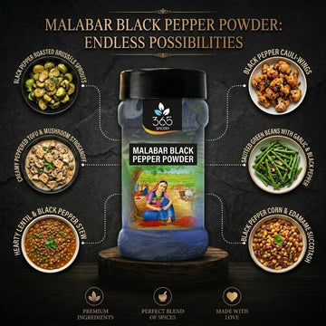 Malabar Black Pepper Powder | Bold Spicy Heat | Premium Quality | Natural Ingredients | 365 Spicery
