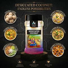 Desiccated Coconut | Fine Shredded Texture | Natural Baking Ingredient | Vegan | Gluten-Free | 365 Spicery